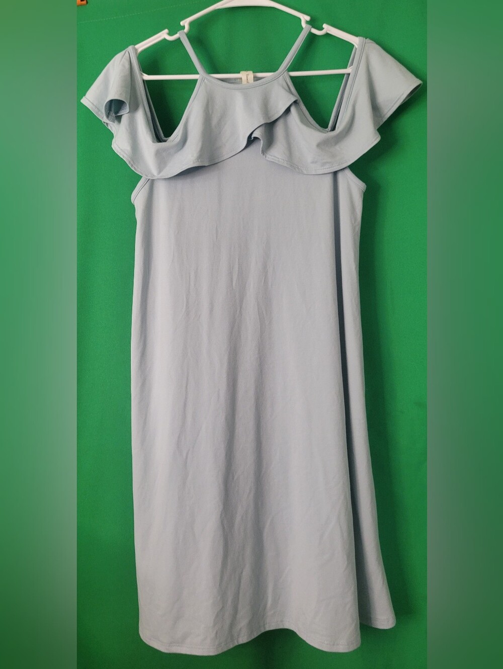 Vanilla Bay Size Small Womens Cold-Shoulder Ruffle Midi Dress Summer Light Blue